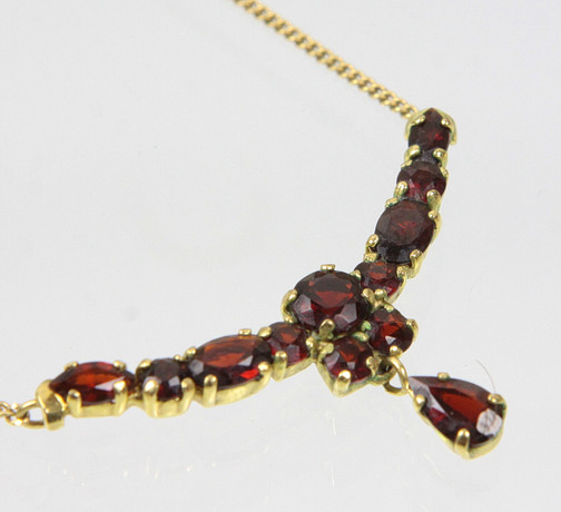 Garnet Collier Yellow Gold 333 Gold Friedrich Binder Jewellery Gemstones Necklace Auctionet