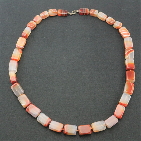 Collier Vintage En Agate - Bijou Occasion - Modèle N632 - Sans Marque