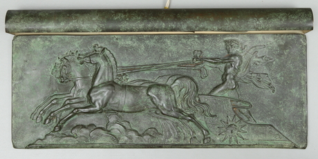 VÄGGLAMPA, patinerad metall, 1900-talets första hälft.