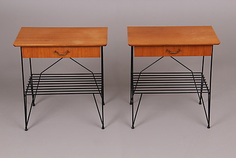 BED TABLE, 1 pair, Teak, String model, mid-20th century. Furniture ...