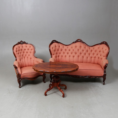 SOFA, ARMCHAIR AND TABLE, rococo style, 19th-20th century. Furniture ...