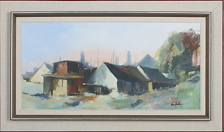 LARS HALL. Motif from Limhamn? Oil on canvas. Signed. Art - Paintings ...