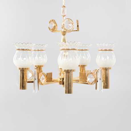 TAKLAMPA, mässing, teak, glaskupor, 1960 tal. Belysning TAKLAMPA, mässing, teak, glaskupor, 1960 tal. Belysning