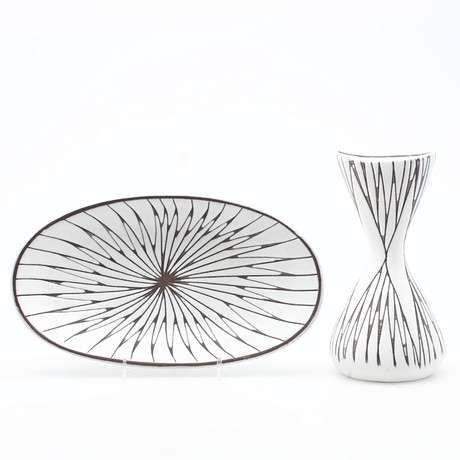 PLATTE und SCHÜSSEL, 2 Teile, Keramik, Mari Simulson, Upsala-Ekeby ...