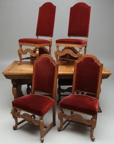 MATSALSGRUPP, 7 delar, barockstil, 1900-tal.