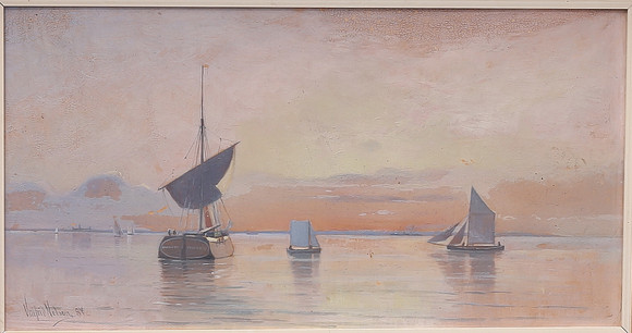 valfrid-nelson-boats-oil-on-board-signed-dated-87-art-paintings