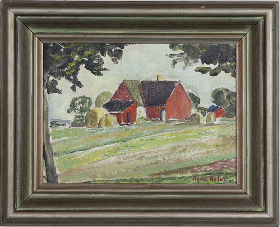 AGDA HOLST 1886-1976. Oil on Board, farm motif, signed. Art - Paintings ...