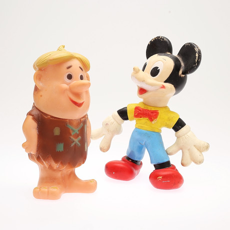PLASTIC TOYS, 2 pcs, Flint, Mickey Mouse, Hanna Barbera, Walt Disney ...