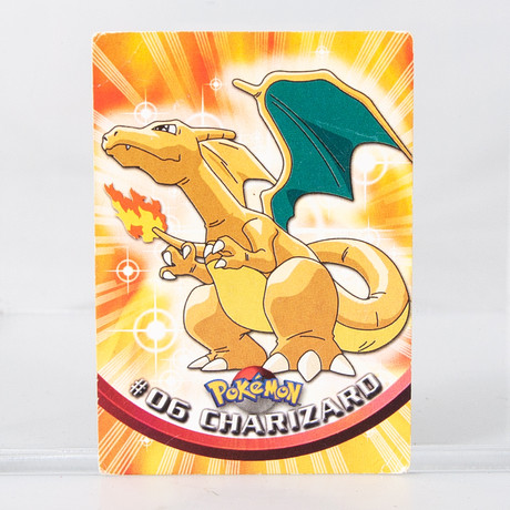 POKÉMON, 1999 Pokémon, CHARIZARD #06, kuvioitu musta logo, Topps TV ...
