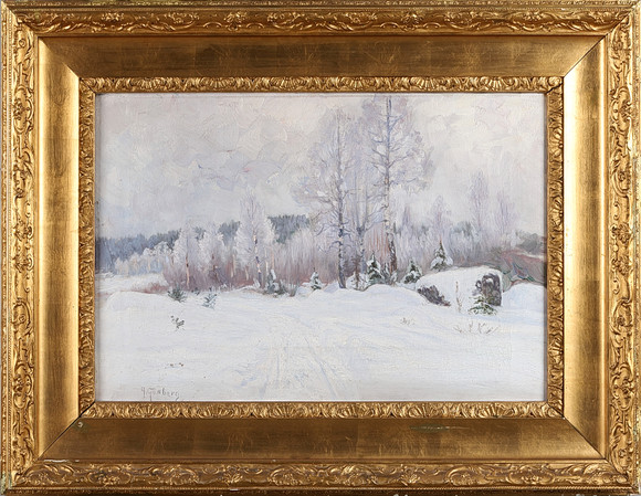 ANTON GENBERG (1862-1939): Vinterlandskap, signerad A Genberg, olja på ...
