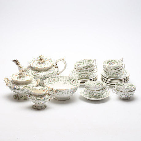 TEA SET, 13 parts, porcelain, neo-rococo, 19th century. Ceramics ...