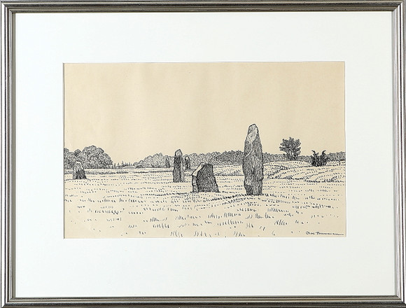 OLOF THUNMAN (1879-1944). Tuschteckning, gravplats, signerad. Konst ...