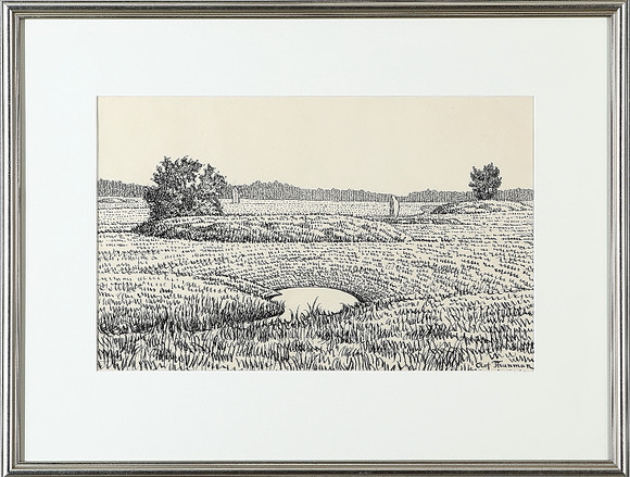 OLOF THUNMAN (1879-1944). Tuschteckning, gravplats, signerad. Konst ...