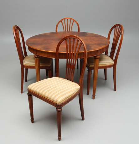 MATSALSGRUPP, 5 delar, gustaviansk stil, 1900-tal.