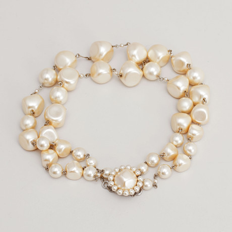 Collier Gérard Darel Multi-rang En Argent Sterling Et Perles De Verre Beige - Neuf Sans Emballage, Longueur 43cm