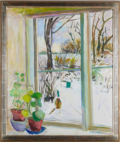 LARS FLORÉN (1889-1979). Utsikt genom fönster, olja på duk, signerad ...