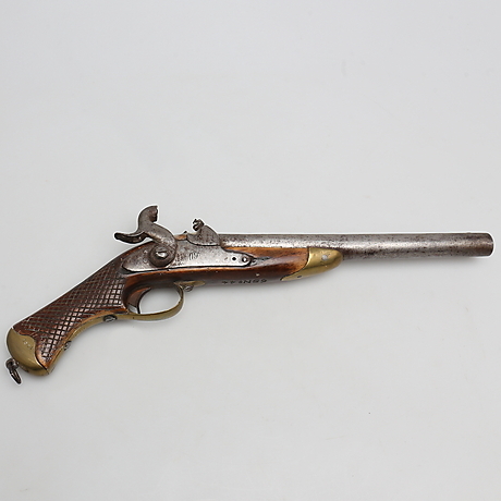 STOCK LOCK GUN. Single-piped. 1800s. Coins, Medals & Stamps - Auctionet