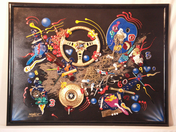 - MICMAC. - 3D collage, mixed media on canvas. Art - Paintings - Auctionet