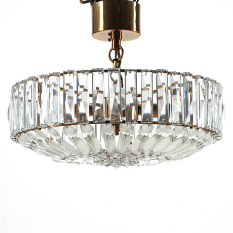 LJUSKRONA, plafondmodell, glas, mässing, 1900-talets andra hälft ...