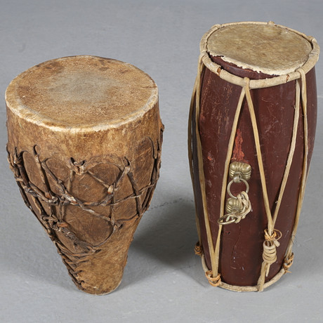 DRUMS, 2 pieces, wood, skin etc. 1900s. Collectables - Musical ...