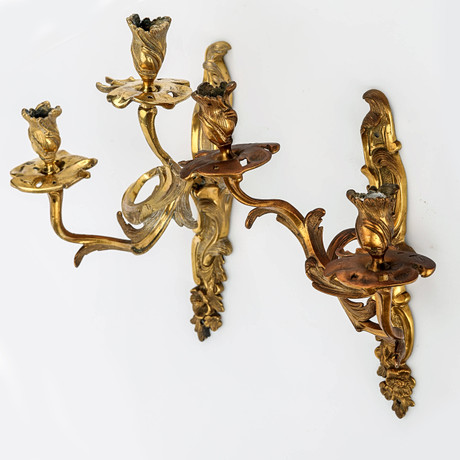 LAMPARAS DE PARED/APLIQUES, pareja, estilo rococó, siglo XX. Lámparas e ...