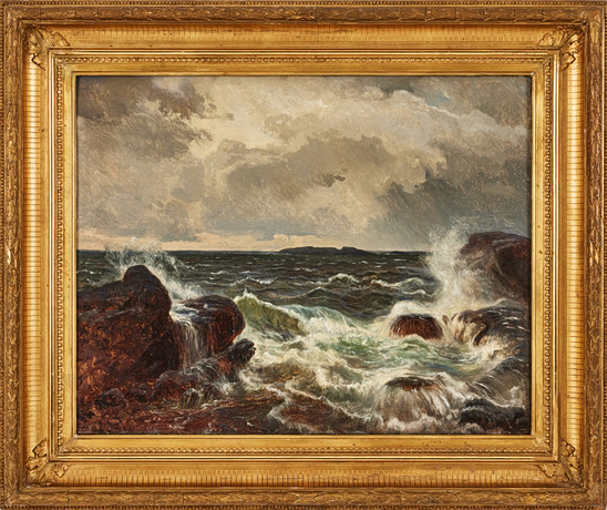 EDVARD BERGH. Bränningar - Stångehuvud 1867, olja på duk, 49 x 62,5 cm ...