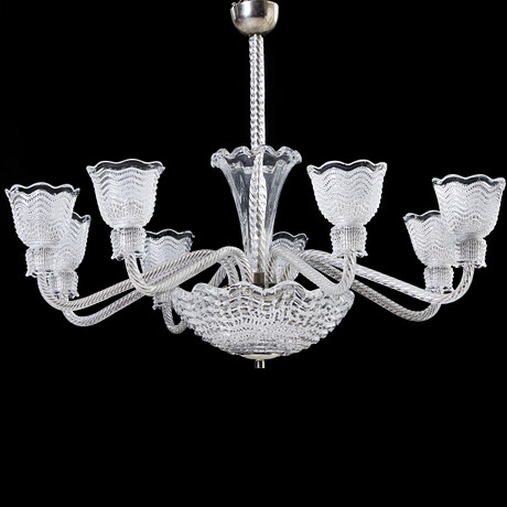 TAKKRONA, clear glass, Orrefors, Venetian style, 8 arms. Lighting ...