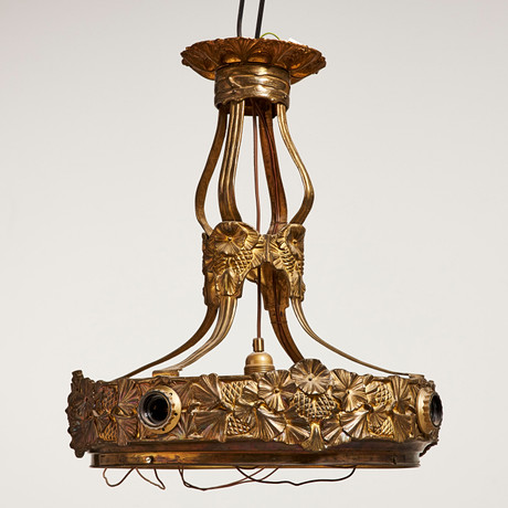 TAKLAMPA, jugend, Böhlmarks, förgylld brons. Belysning TAKLAMPA, jugend, Böhlmarks, förgylld brons. Belysning
