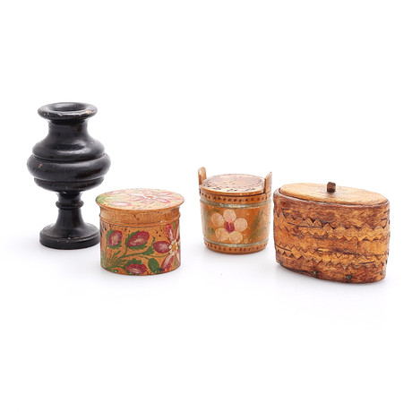 BOXES, SNUFF BOX, 4 parts, 19th and 20th centuries. Swedish Folk Art ...