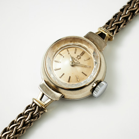 OMEGA, rannekello, 18k rodiumilla päällystetty valkokulta, manuaali ...