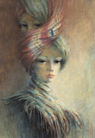 FRANCIS DE SAINT-GENIES. Faces, oil on canvas, signed. Art - Paintings