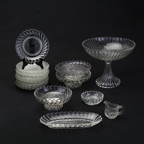 GLAS,18 delar, pressglas/turbinglas, bl. a Reijmyre. Glas - Bruksglas ...