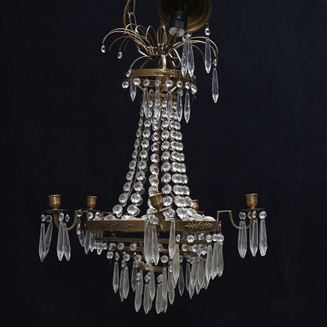 LJUSKRONA, sengustaviansk stil, behängd med prismor, 1900-tal ...