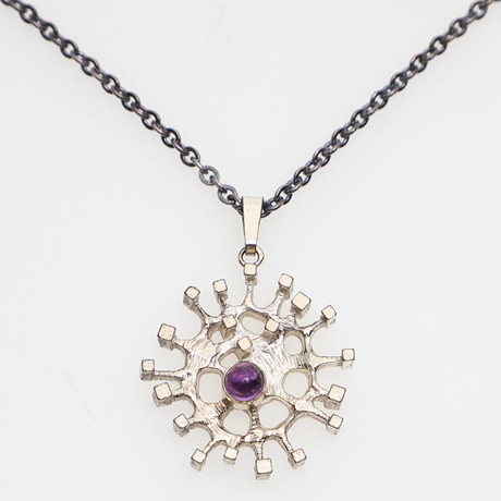 Pendentif Ancien En Argent - Motif Fleur/marguerite - Marque K&L (Kordes & Lichtenfels) - Occasion Bon état