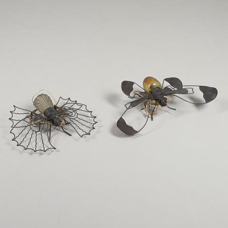 TWO EARLY 20TH CENTURY PAINTED METAL INSECT WALL LIGHTS. Lighting ...