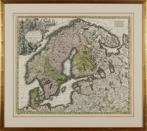 MAP OF SCANDINAVIA, SEUTTER GEORG MATTHAUS SEUTTER 