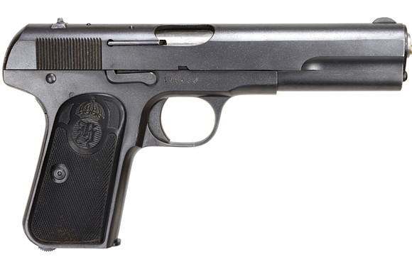96. PISTOL, Halvautomatisk, fabrikat Husqvarna, modell 1907, kaliber 9X20, tillv.nr 103468