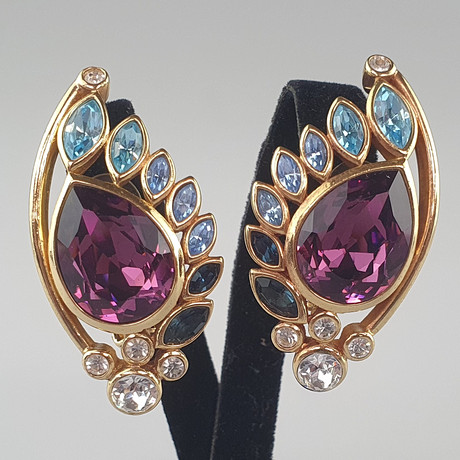 Paire De Boucles D'Oreilles Anciennes à Clips - Style Henkel & Grosse, Dorées, En Très Bel État D'Occasion