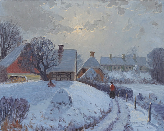 GUSTAV P RIMMER. Vintermotiv, olja på duk, signerad. Konst - Måleri ...