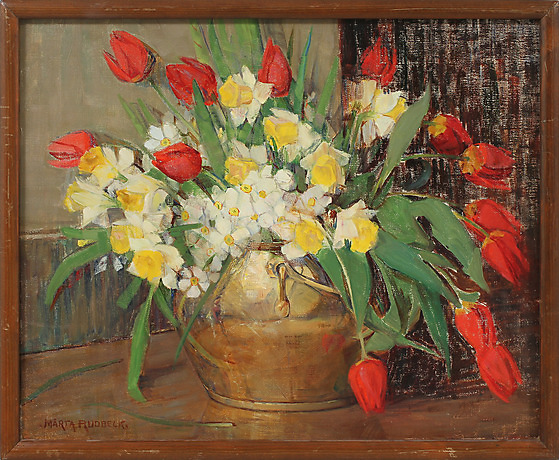 MÄRTA RUDBECK. Flower still life, oil on canvas, signed. Art ...