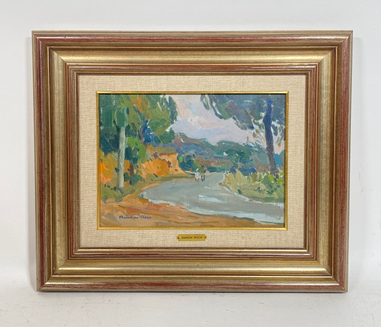 RAIMON ROCA RICART. TABLEX OLJA.”LANDSVÄG”. Konst - Måleri - Auctionet