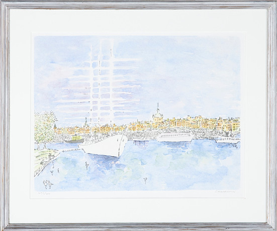 CARL-ANTON AXELSSON (FÖDD 1933). Stockholmsmotiv, med utblick över ...