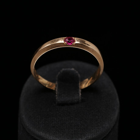 RING, 18 k guld med röd sten, Persson C F Oskarshamn, 2,15 gram, 1911 ...