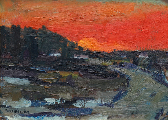 INGVAR WALTERSTRÖM. LANDSCAPE IN EVENING RED. Art - Paintings - Auctionet