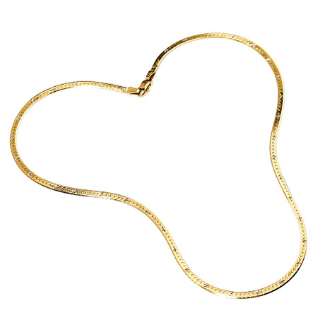 Adorne Hammered Metal Link Short Necklace Gold AND2561 main image 0
