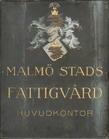 TIN SIGN. Malmö Stads Fattigvård Headquarters, Christenssons & Co Sign ...