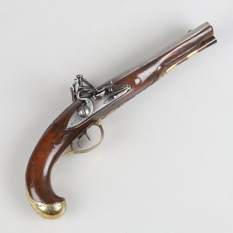 FLINT LOCK PISTOL, double barrel, Mathias Minick, Liége first part of ...