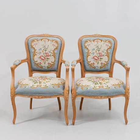 ARMCHAIRS, 1 pair, rococo style, second half of the 20th century ...