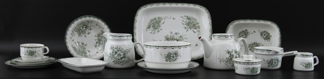 MATSERVIS, 53 delar, porslin, Grön Anna, Rörstrand.