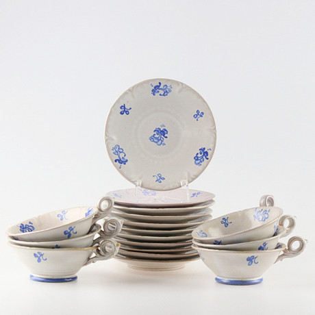 TEKOPPAR med fat, 6 st. lergods, Gabriel Keramik, 1940-50 tal. Keramik ...
